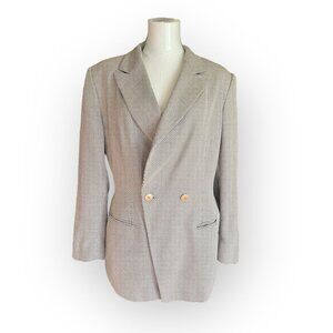 Escada Womens Vintage Silk Wool Blend Cream Blazer Size 42